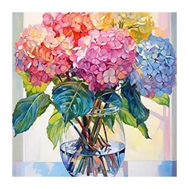 لوحة رسم الماس، نمط شائع، زهور ملونة، ديكور حائط لغرفة النوم والمعيشة بتقنية الماس الكاملة.